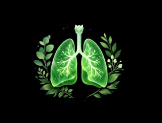 Illustration of healthy green lungs with branching airways